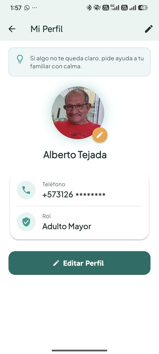 Pantalla del adulto mayor: botones grandes y claros